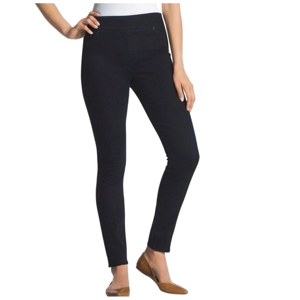 Chicos‎ Jeans Pull On Jeggings Skinny Dark Wash Size 1 US 8 High Rise Stretch